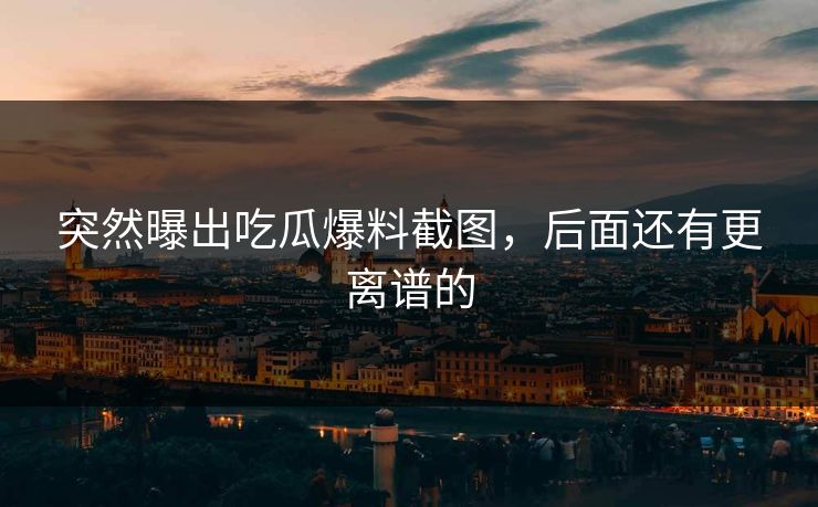突然曝出吃瓜爆料截图，后面还有更离谱的