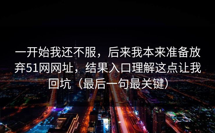 一开始我还不服，后来我本来准备放弃51网网址，结果入口理解这点让我回坑（最后一句最关键）